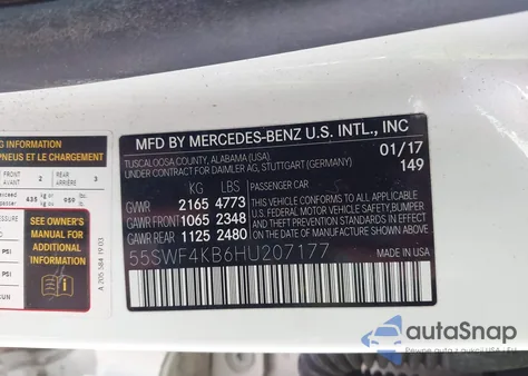 2017 Mercedes-Benz C 300 Sport 4Matic from USA, damaged, VIN 55SWF4KB6HU207177